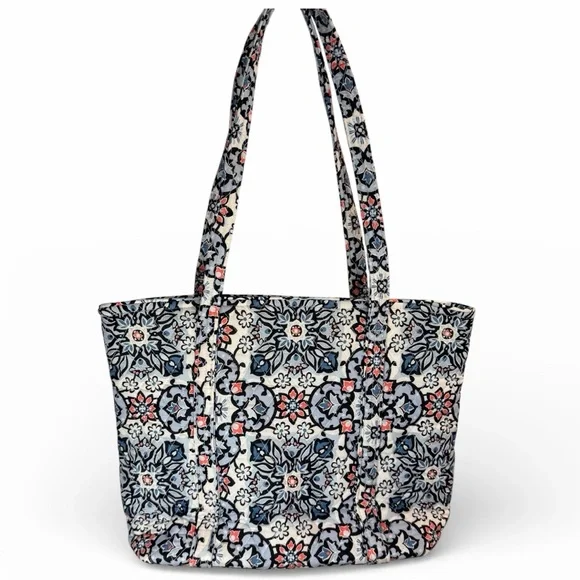 Vera Bradley Blue and Pink Floral Quilted Tote Bag - Picture 2 of 7